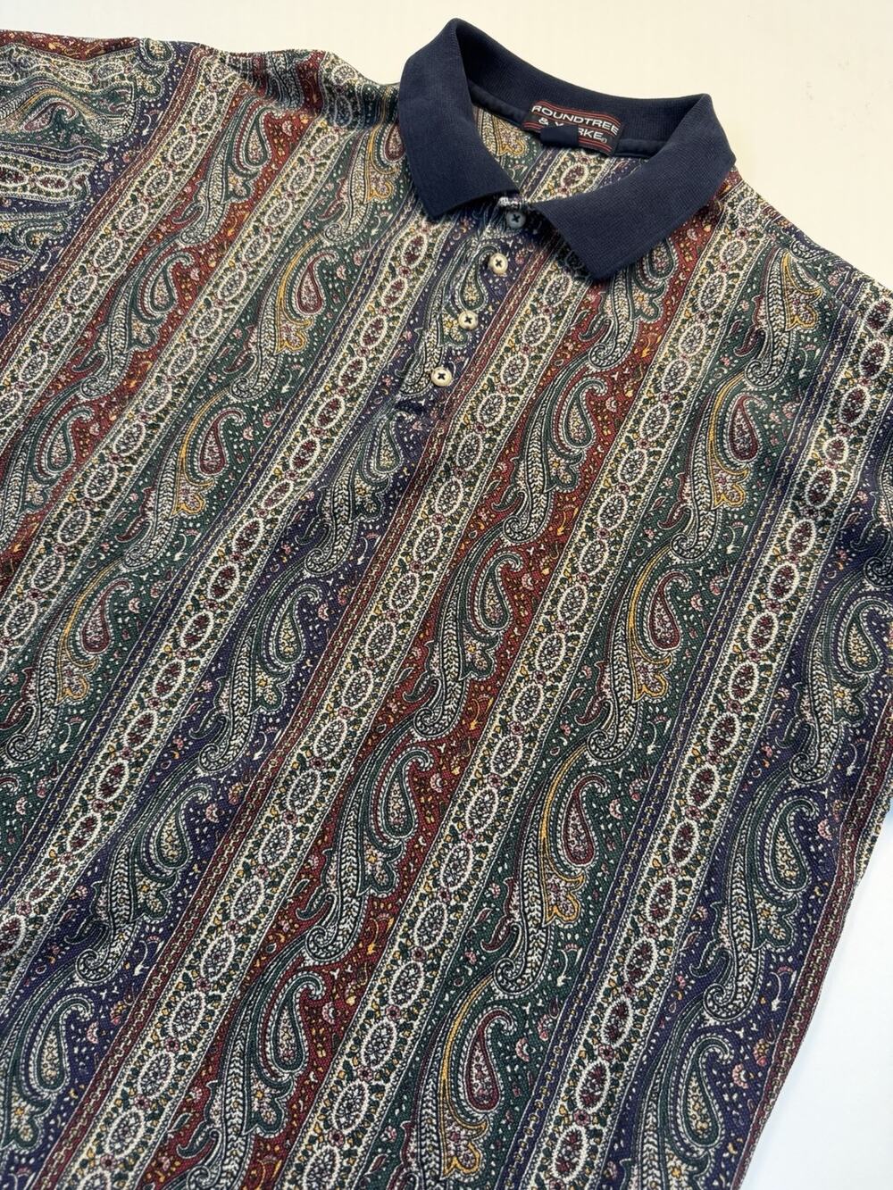 Mens Vintage 90s Soprano Style Paisley RoundTree&Yorke “MobGolf” Medium Polo